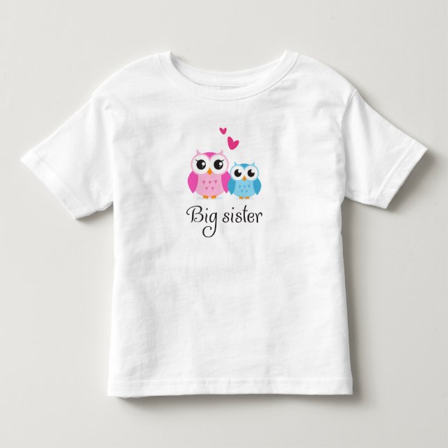 Cute owls big sister little brother cartoon toddler t-shirt (Front)