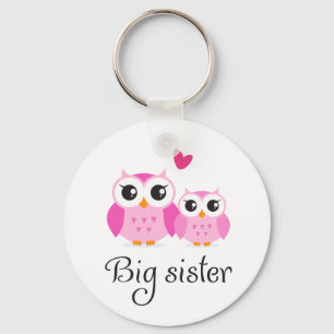 Cute owls big sister little sister cartoon keychain