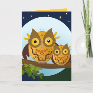 Cute owls birthday card