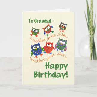 Cute Owls Birthday Card for a Grandad