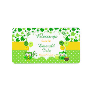 Cute Owls Blessings St Patrick's Day Label