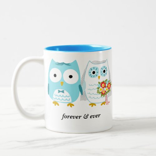 Cute Owls Bride and Groom Newlywed Mr and Mrs Two_Tone Coffee Mug
