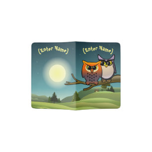 Cute Owls Cartoon Passport Holder