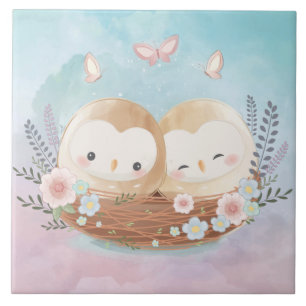 Cute Owls Ceramic Tile