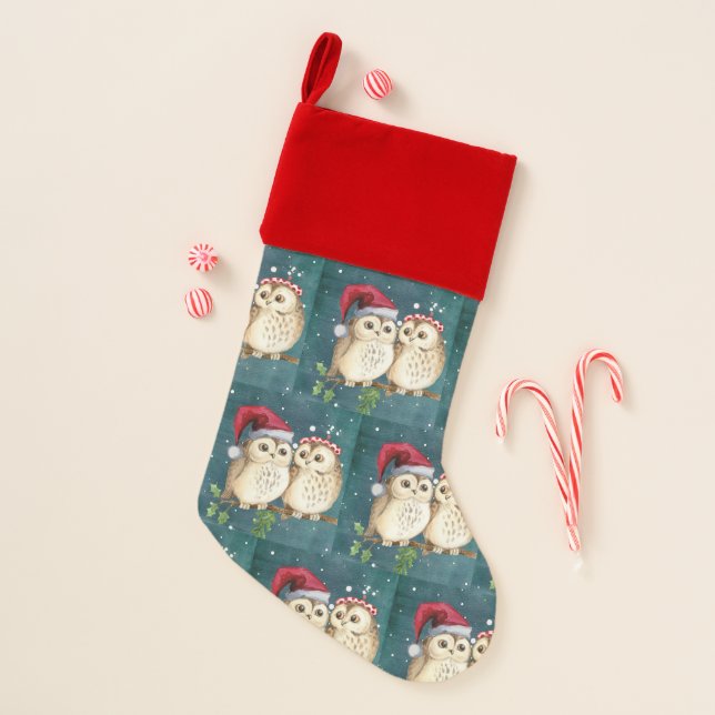 Cute Owls Christmas Christmas Stocking (Front)