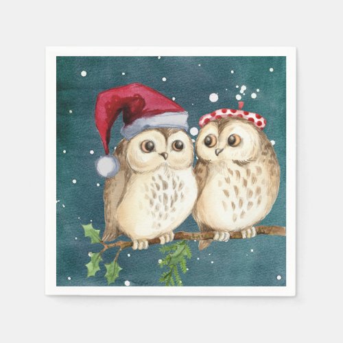 Cute Owls Christmas Napkins