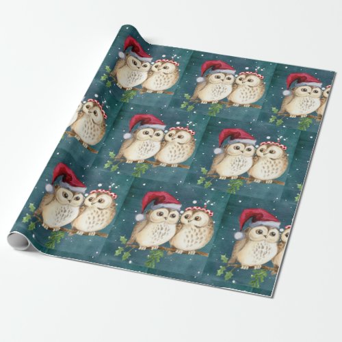 Cute Owls Christmas Wrapping Paper
