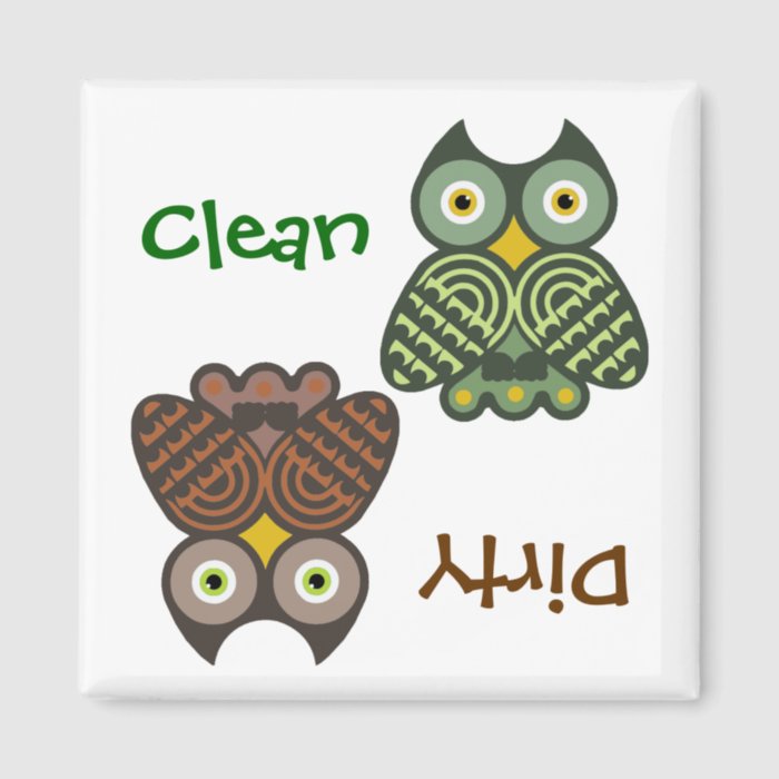 Cute Owls Clean Dirty Dishwasher Magnet