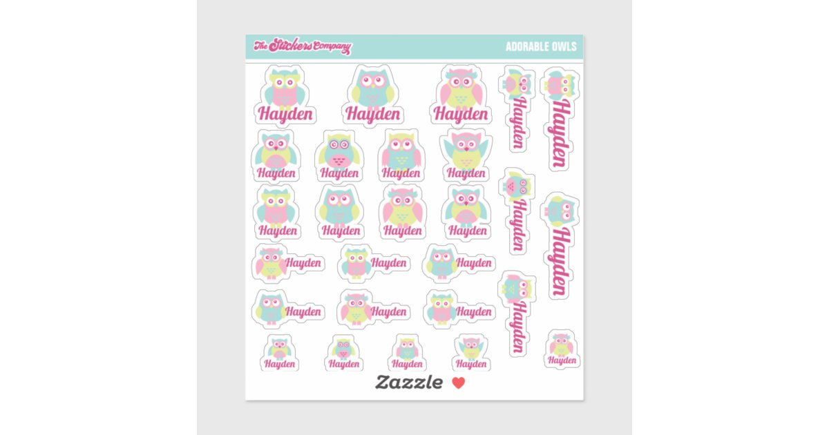 Cute Owls Custom Name Labels | School | Zazzle