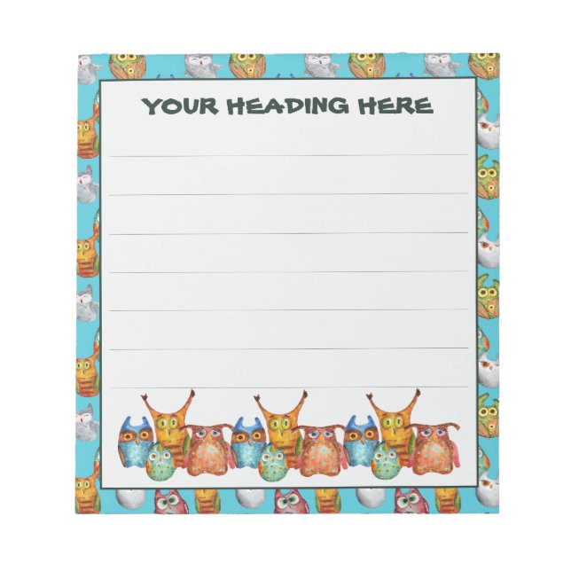 Cute owls custom notepad (Front)