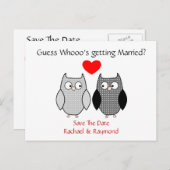 Cute Owls Custom Wedding Save the Date Post Card (Front/Back)