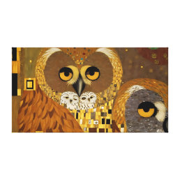 Cute Owls: Digital Art Gustav Klimt Style Canvas Print