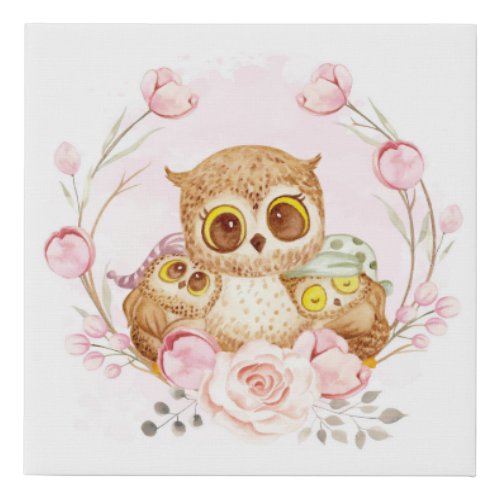 Cute Owls Faux Canvas Print