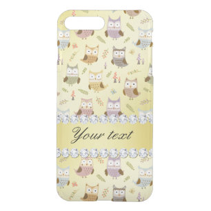Cute Owls Faux Gold Foil Bling Diamonds iPhone 8 Plus/7 Plus Case