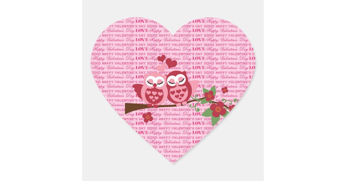 Cute Owls In Love Happy Valentine S Day Gifts Heart Sticker Zazzle Com