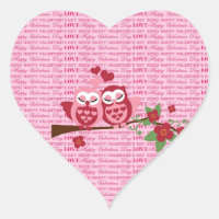 Cute Owls in Love Happy Valentine's Day Gifts Heart Sticker