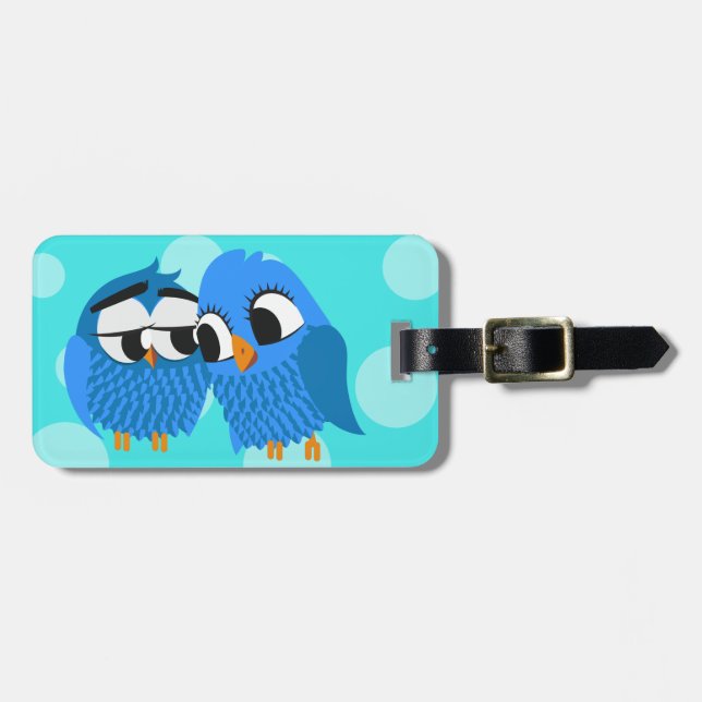 Cute Owls in Love Luggage Tag (Front Horizontal)