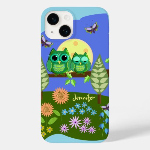 Cute Owls in Summer land  custom Name Case_Mate iPhone 14 Case