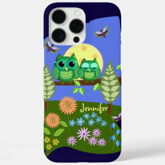 Cute Owls in Summer land & custom Name iPhone 16 Pro Max Case
