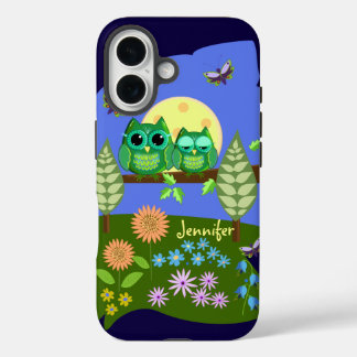 Cute Owls in Summer land & custom Name iPhone 16 Case