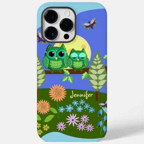 Cute Owls in Summer land  custom Name Case_Mate iPhone 14 Pro Max Case