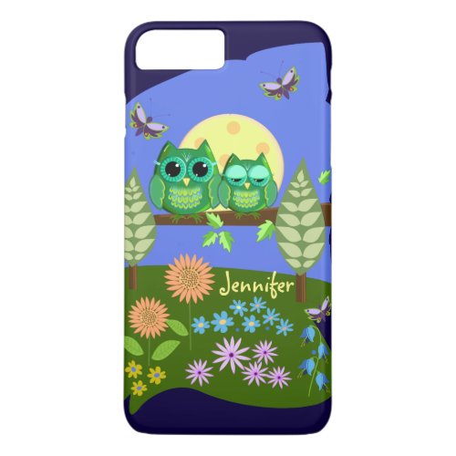 Cute Owls in Summer land  custom Name iPhone 8 Plus7 Plus Case