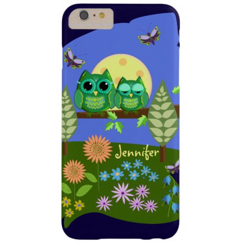Cute Owls in Summer land  custom Name Barely There iPhone 6 Plus Case