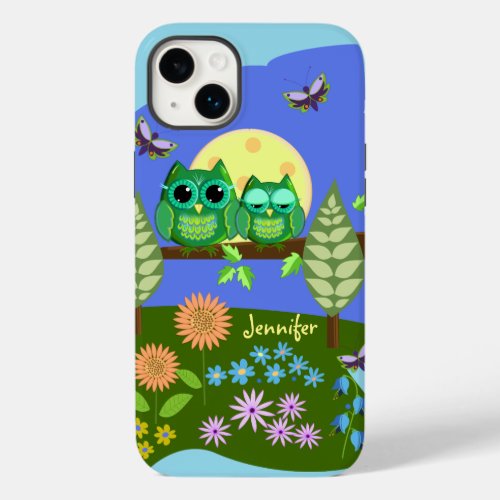 Cute Owls in Summer land  custom Name Case_Mate iPhone 14 Plus Case