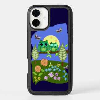 Cute Owls in Summer land & custom Name iPhone 16 Plus Case
