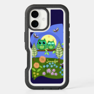 Cute Owls in Summer land & custom Name iPhone 16 Case