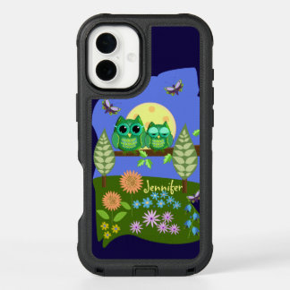 Cute Owls in Summer land & custom Name iPhone 16 Plus Case
