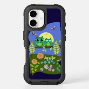 Cute Owls in Summer land & custom Name iPhone 16 Case