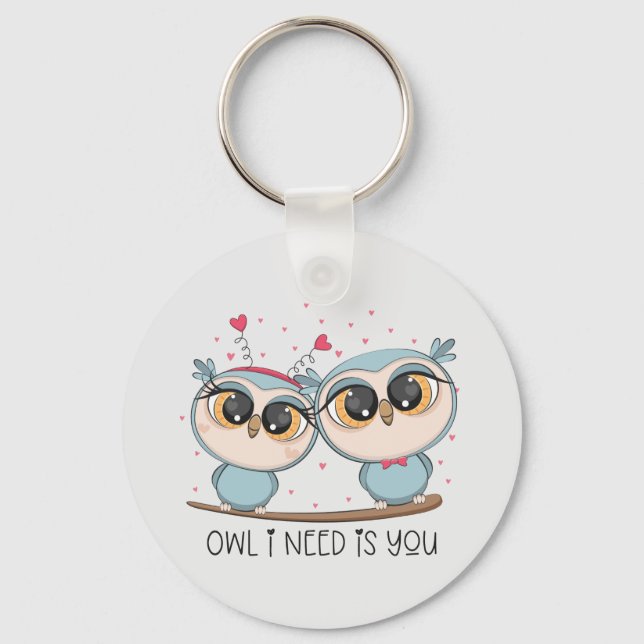 Cute Owls  Keychain (Front)