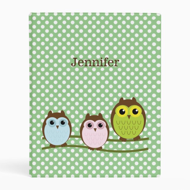 Cute Owls Mini Avery Binder (Front)