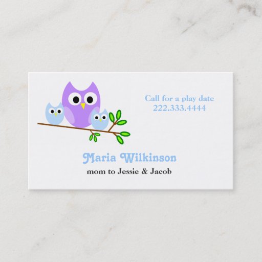 Customizable Cute Owls Mommy Card Business Card Template