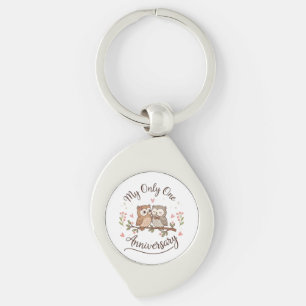 Cute Owls “My Only One” Anniversary Pink T-Shirt  Keychain