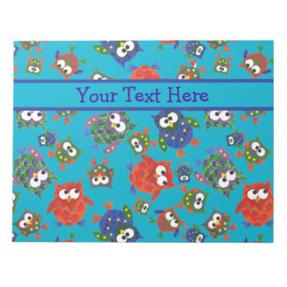 Cute Owls Notepad or Jotter, Red, Blue, Green
