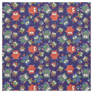 Cute Owls on Navy Blue Fabric to Customize