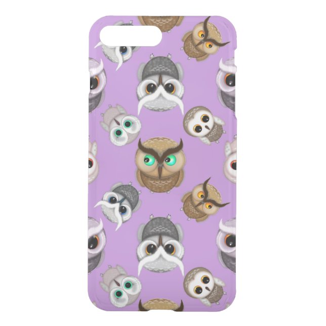 Cute Owls on Purple Background Uncommon iPhone Case (Back)