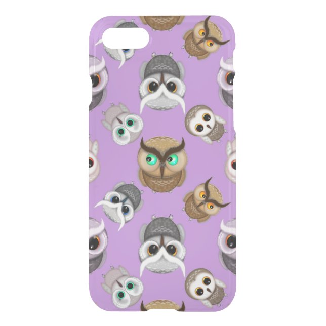 Cute Owls on Purple Background Uncommon iPhone Case (Back)