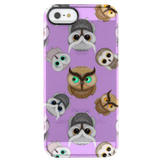 Cute Owls on Purple Background Clear iPhone SE/5/5s Case