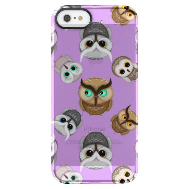 Cute Owls on Purple Background Uncommon iPhone Case (Back)