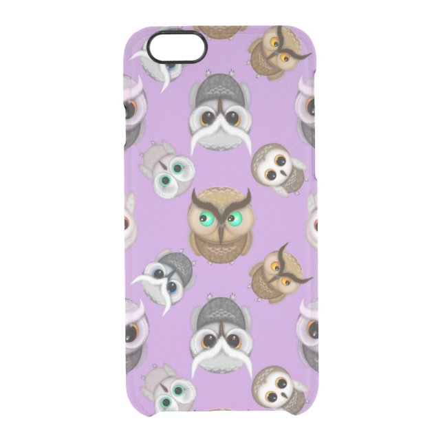 Cute Owls on Purple Background Uncommon iPhone Case (Back)