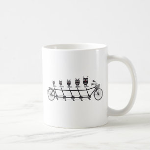 cute owls on tandem bicycle coffee mug