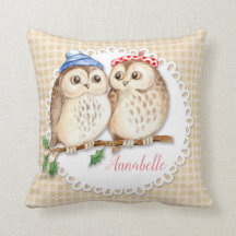 Cute owls on the branch. Personalized