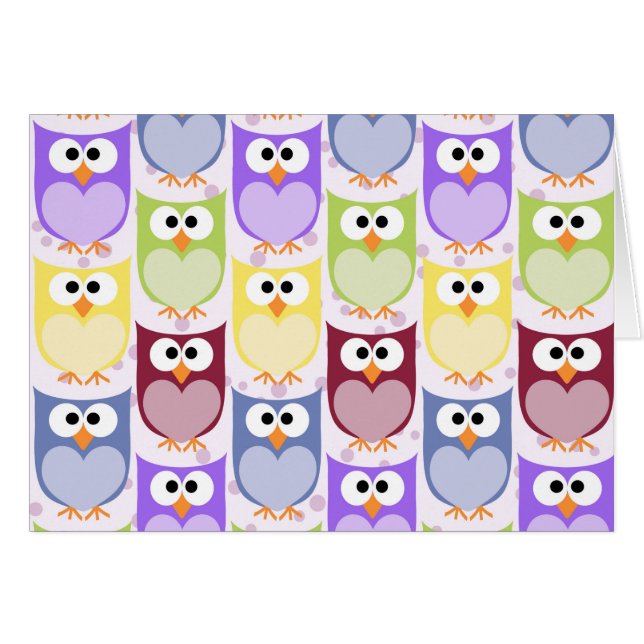 Cute Owls, Owl Pattern, Baby Owls, Colorful Owls (Front Horizontal)