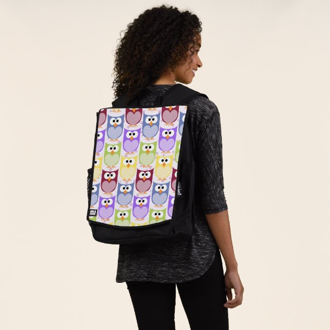 Cute Owls, Owl Pattern, Baby Owls, Colorful Owls Backpack (Worn)