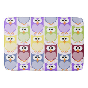 Cute Owls, Owl Pattern, Baby Owls, Colorful Owls Bath Mat