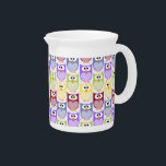 Cute Owls, Owl Pattern, Baby Owls, Colorful Owls Beverage Pitcher<br><div class="desc">Cute,  fun and adorable owls in various colors. Modern and trendy gift,  perfect for the owl lover in your life.</div>