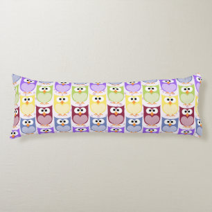 Cute Owls, Owl Pattern, Baby Owls, Colorful Owls Body Pillow